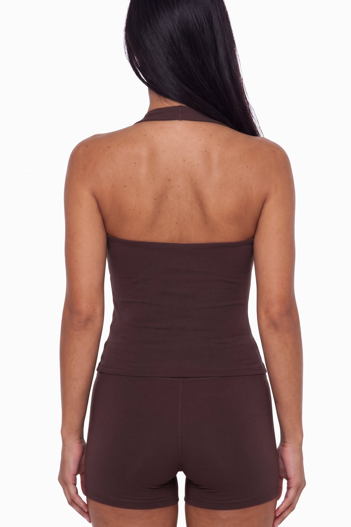 Espresso Brown Halter Top and Biker Short Set