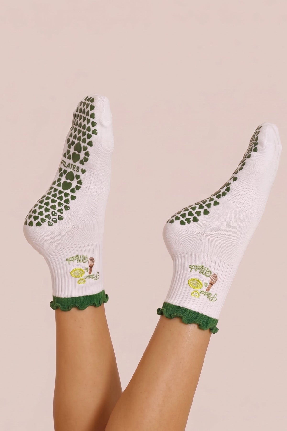 4-Pack Embroidered Grip Pilates Socks