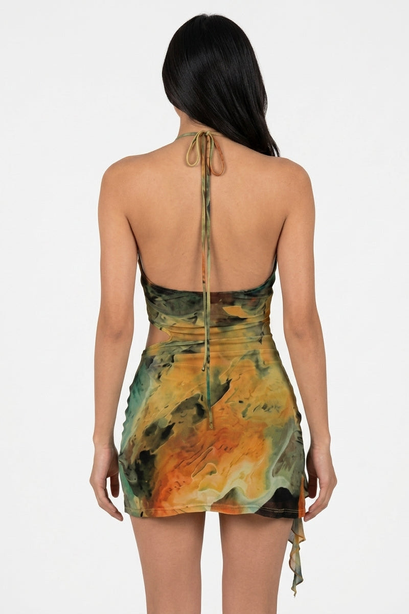 Draped Asymmetric Mini Dress