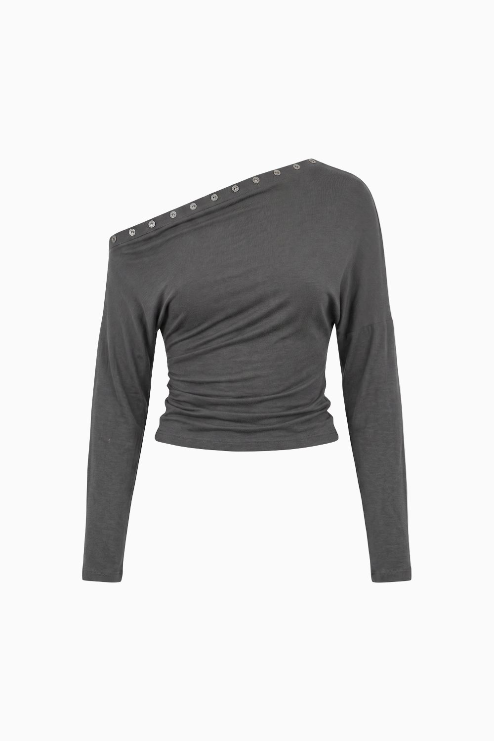 One-Shoulder Grommet Detail Long Sleeve Top