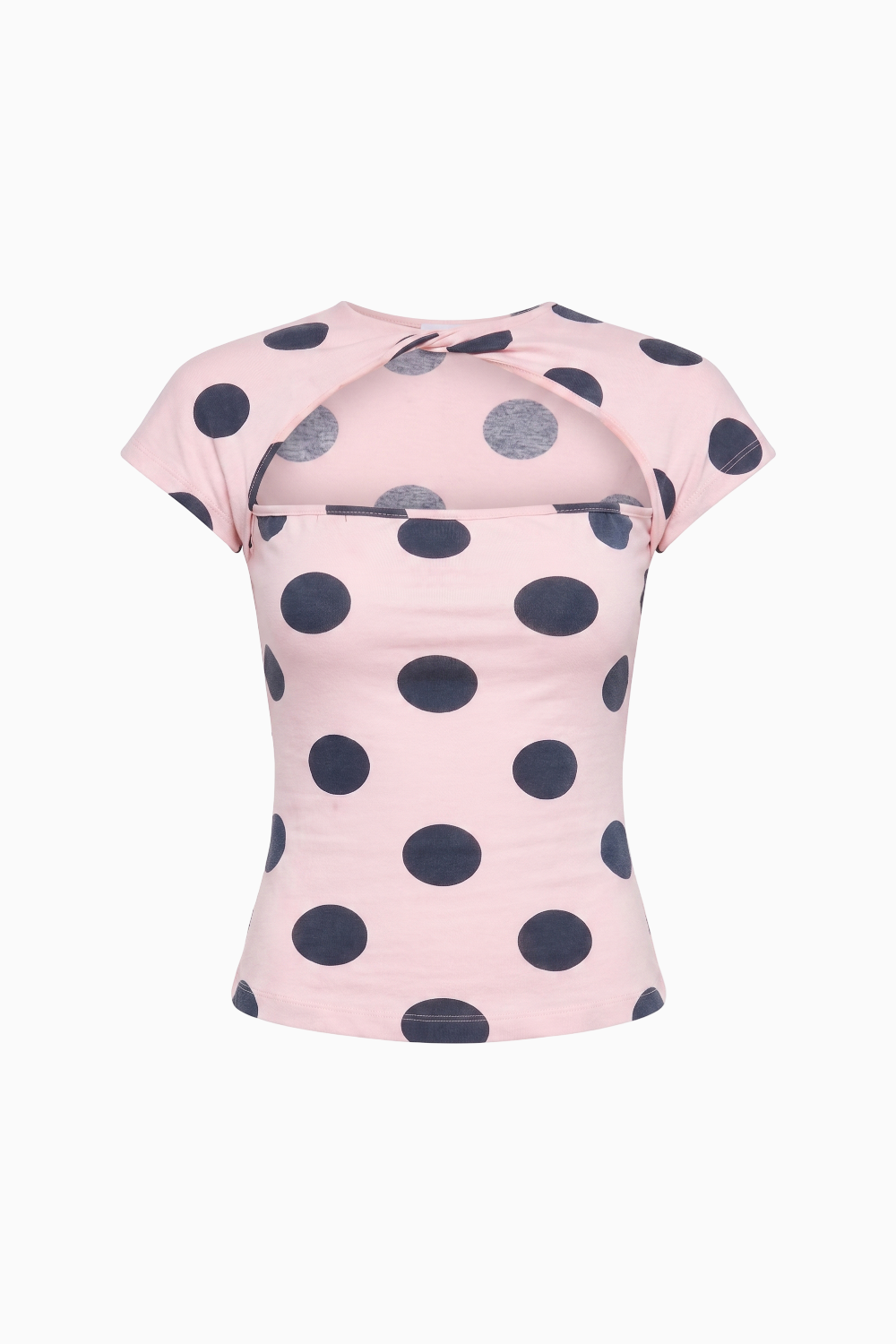 Polka Dot Cutout Short-Sleeve Top