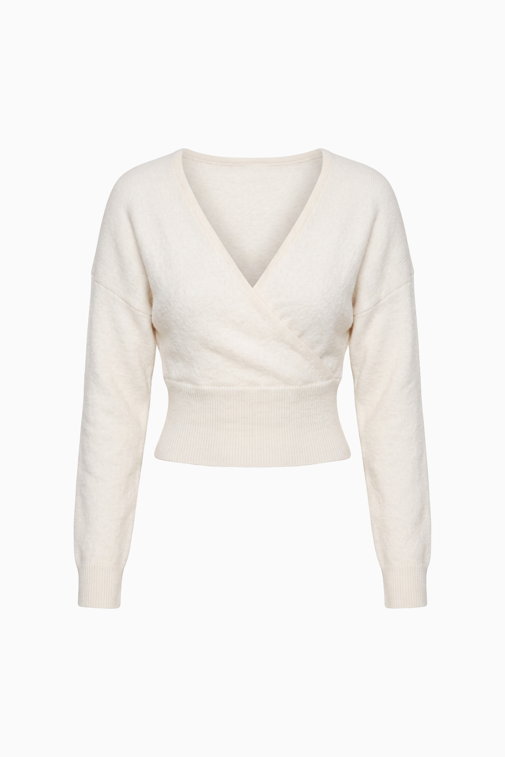 Ivory Cropped V-Neck Wrap Sweater