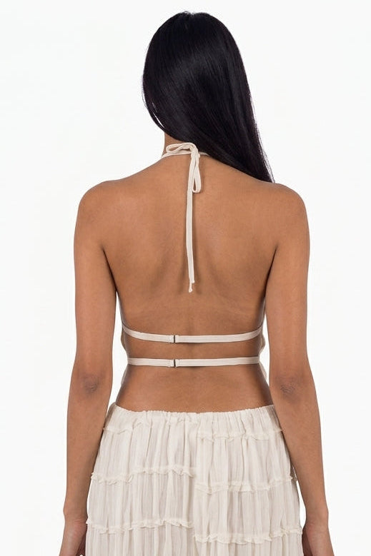 Cream Maxi Skirt & Top Set    HALTER NECK