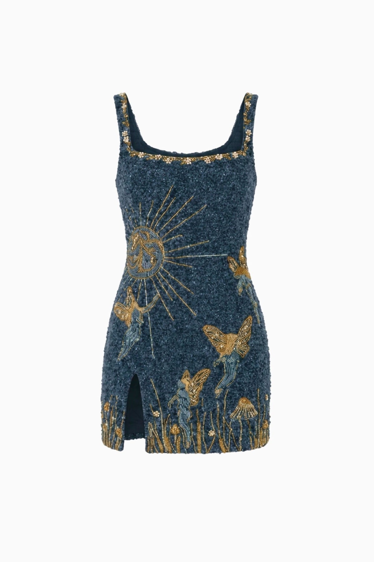 Navy Celestial Beaded Mini Dress