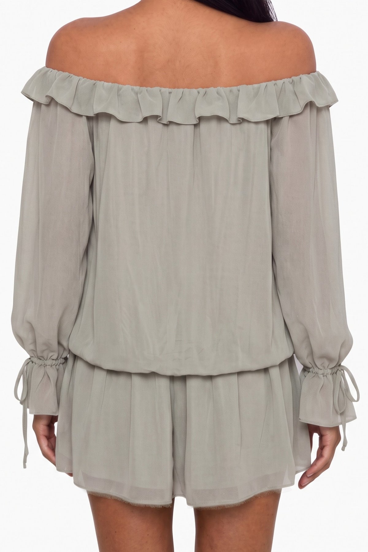 Off-the-Shoulder Sequin Chiffon Mini Dress