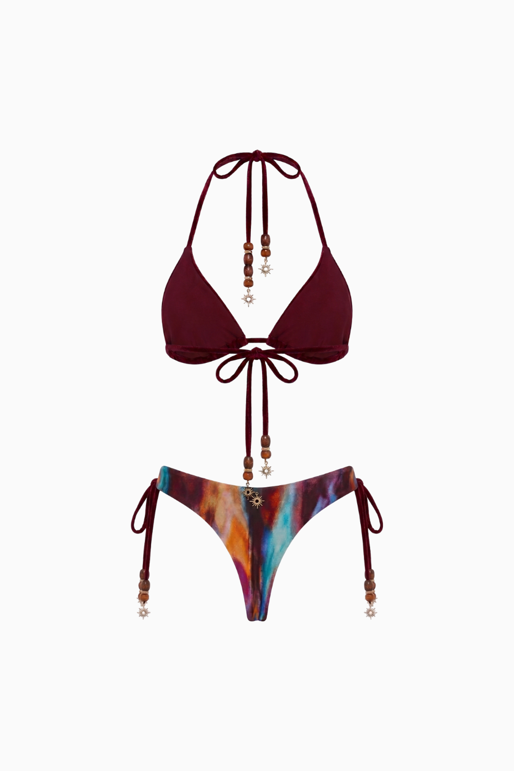 Earthy Swirl Tie-Side Triangle Bikini