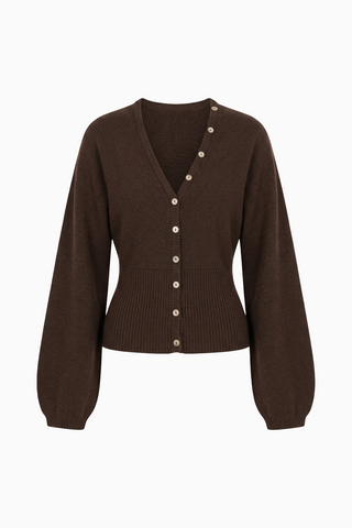 Brown V-Neck Button-Up Knit Cardigan    PRODUCTO GRANDE?
