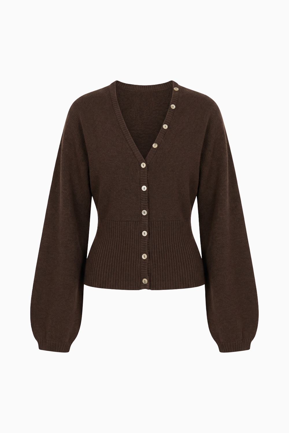 Brown V-Neck Button-Up Knit Cardigan    PRODUCTO GRANDE?