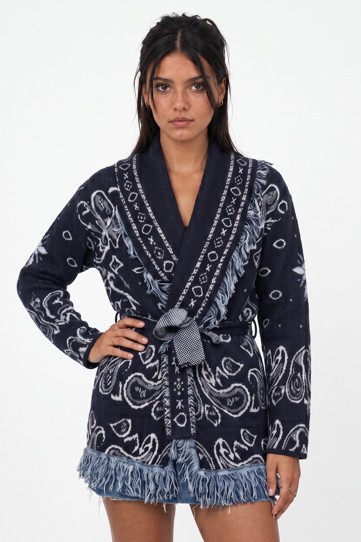 Western Graphic Tie-Waist Cardigan   FALTA LUPA SEGUNDA MODELO