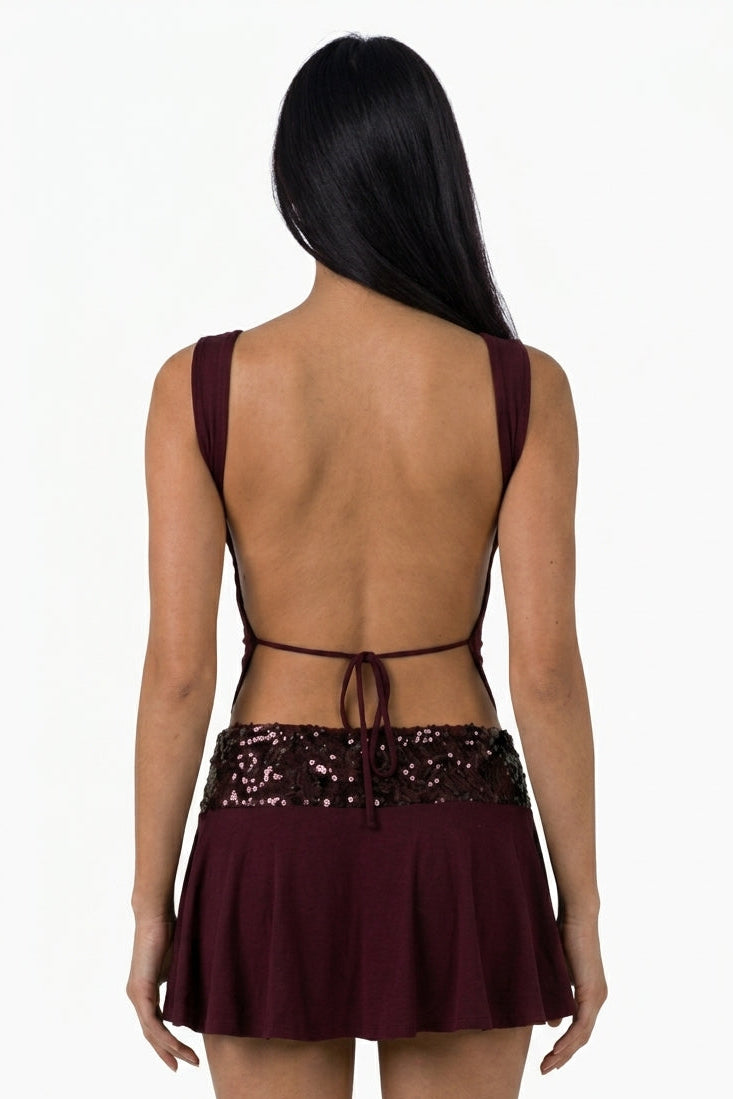 Deep Plum Fitted Mini Dress