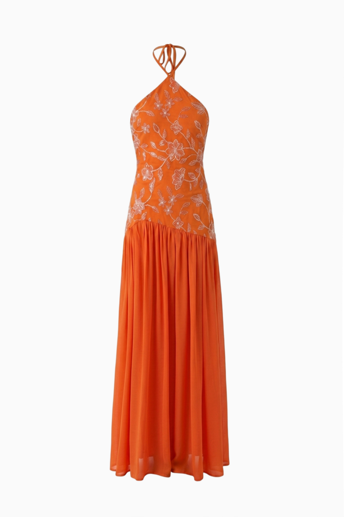 Orange Chiffon Flowing Maxi Dress