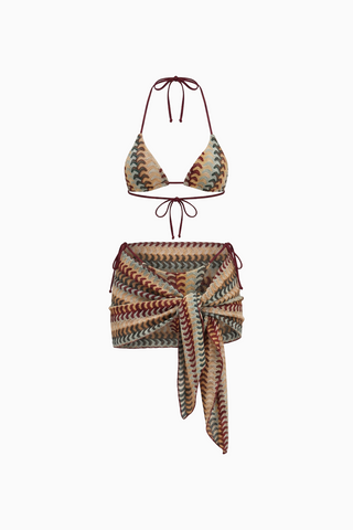 3-Piece Boho Zigzag Bikini & Sarong Set - shall we keep it?