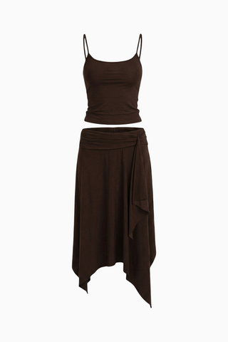 Chocolate Brown Asymmetrical Midi Set