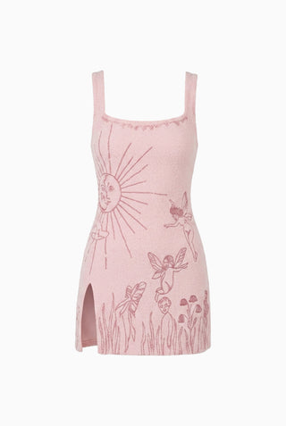 Blush Pink Graphic Print Mini Dress   BACK MISSING