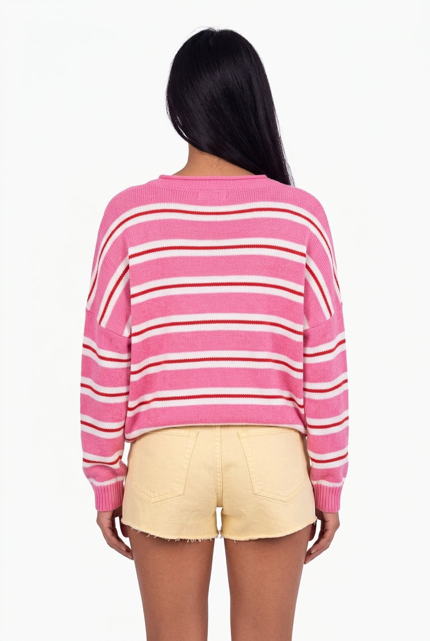 Oversized Striped Knit Cardigan