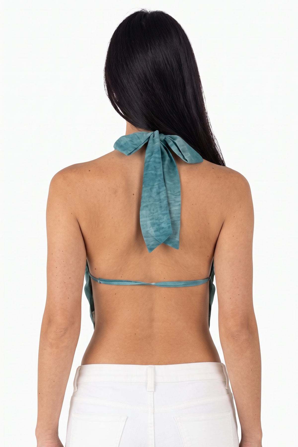 Teal Cowl-Neck Draped Top
