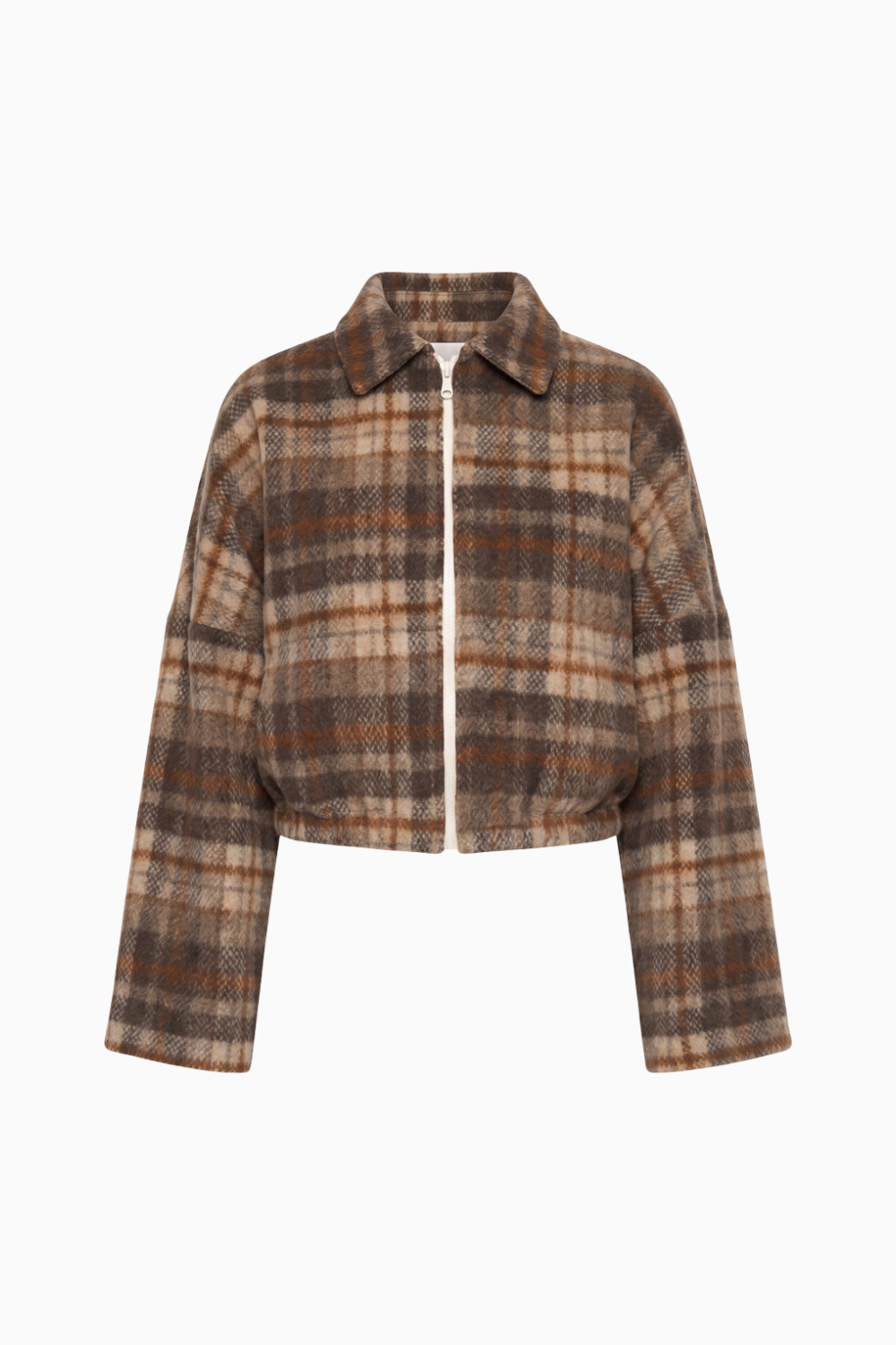 Oversized Cropped Plaid Jacket