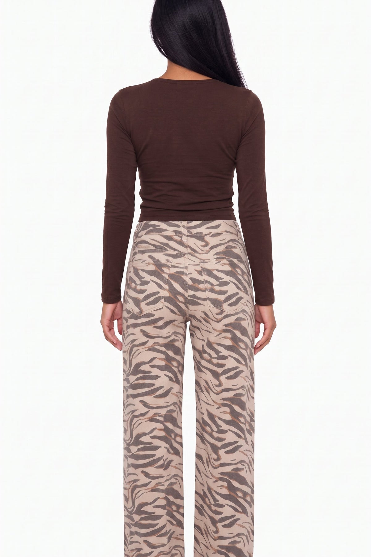 Zebra Print Wide Leg Pants