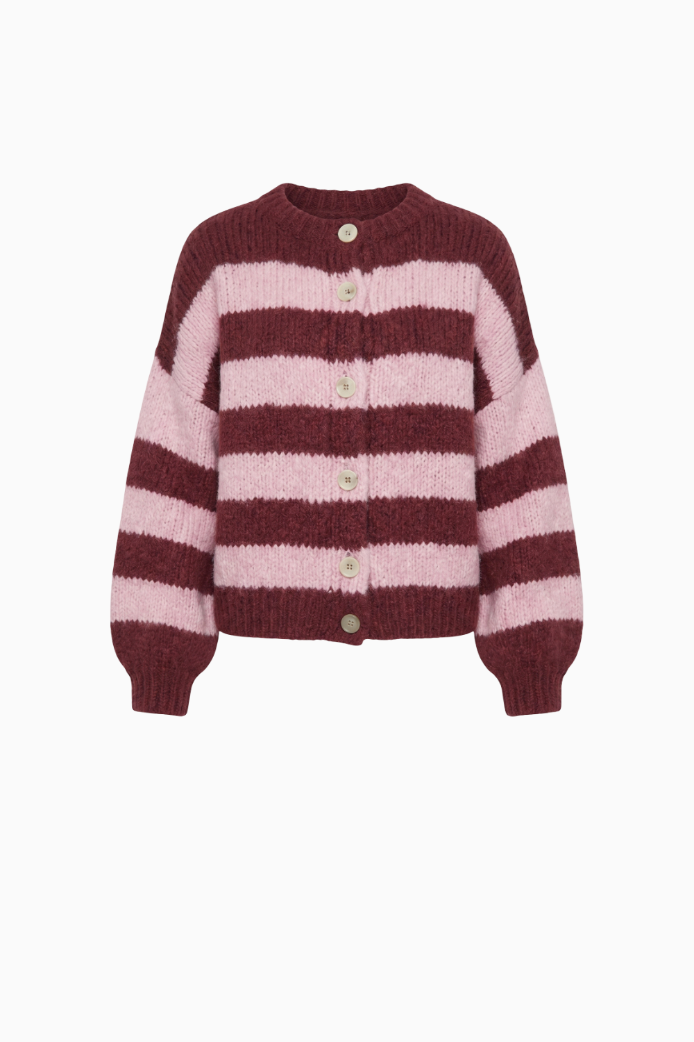 Chunky Two-Tone Striped Knit Cardigan