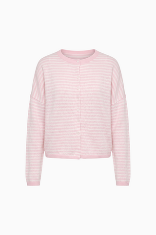 Pink Striped Knit Button-Front Cardigan