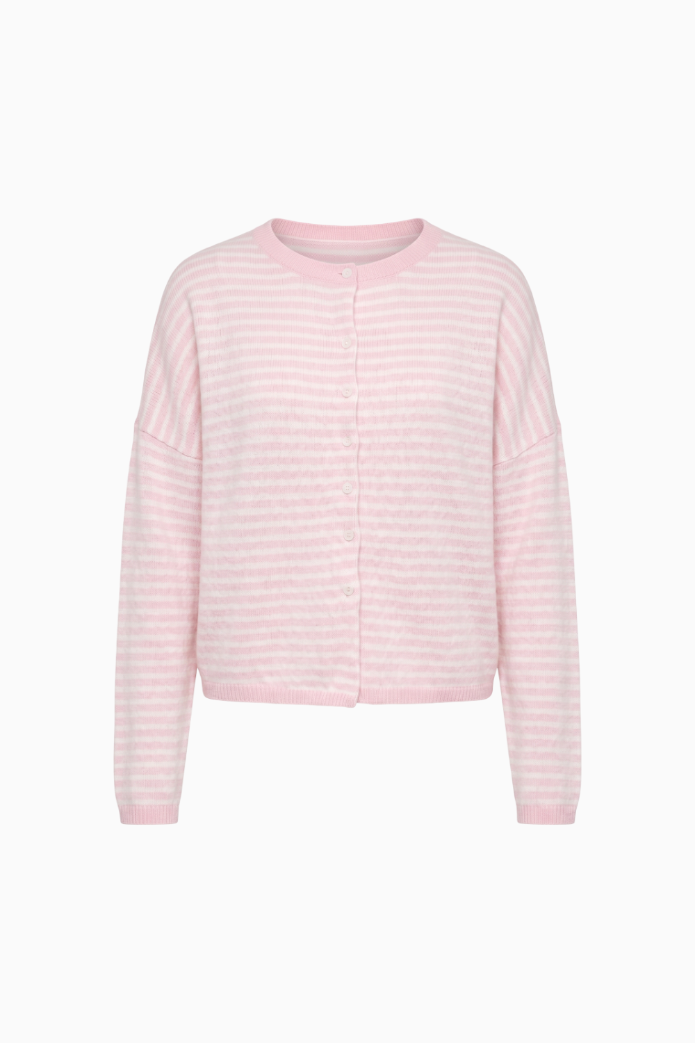 Pink Striped Knit Button-Front Cardigan