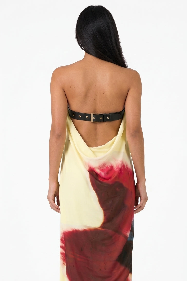 Light Base Graphic Floral Flowy Maxi Dress