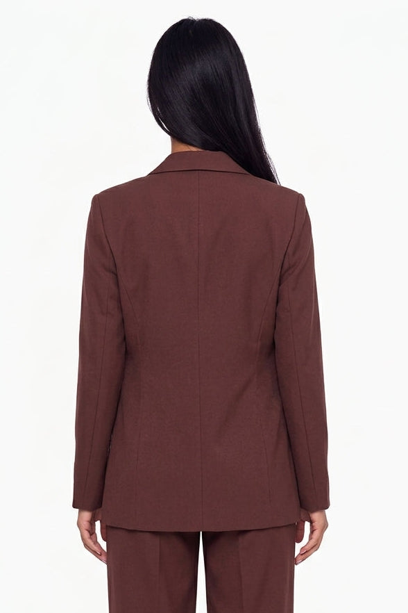 Double-Breasted Blazer & Wide-Leg Pants Suit Set