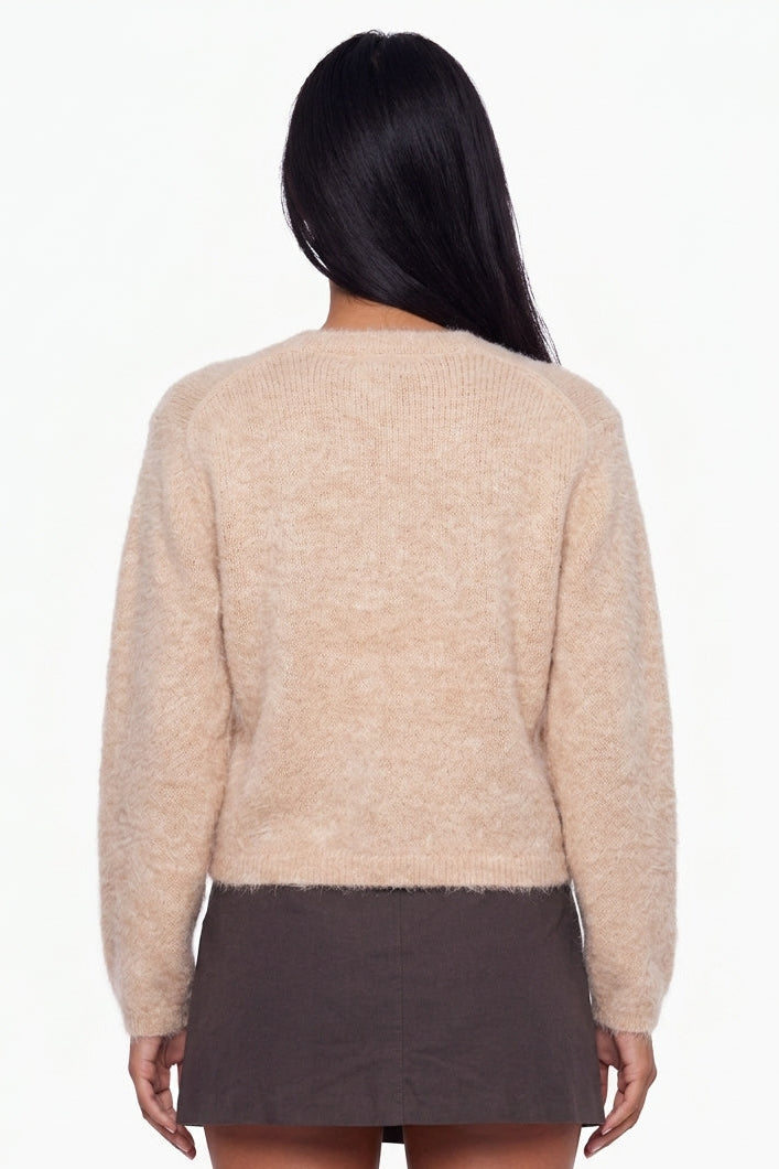Beige Fuzzy Knit Cardigan