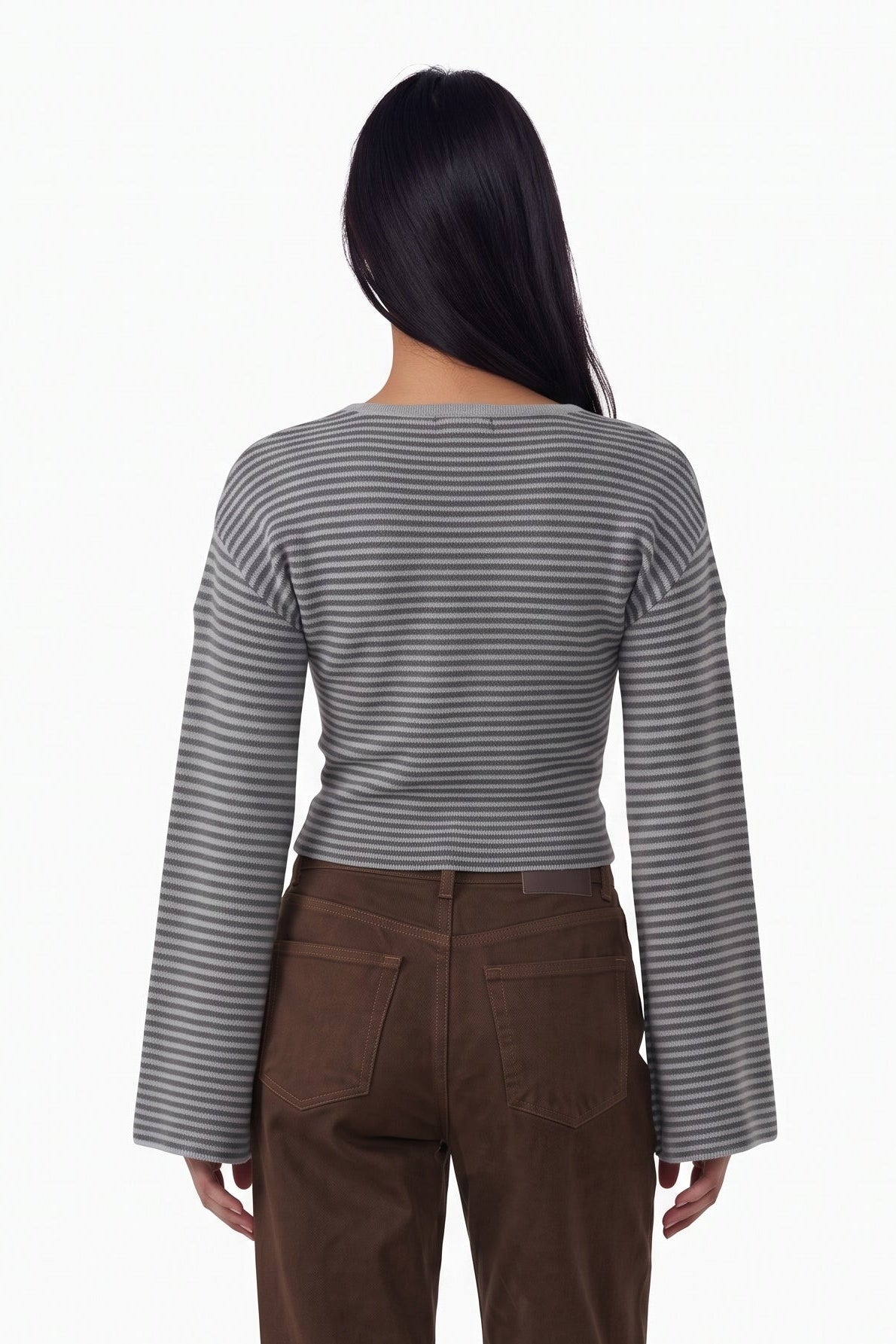 Striped Flare Sleeve Knit Top