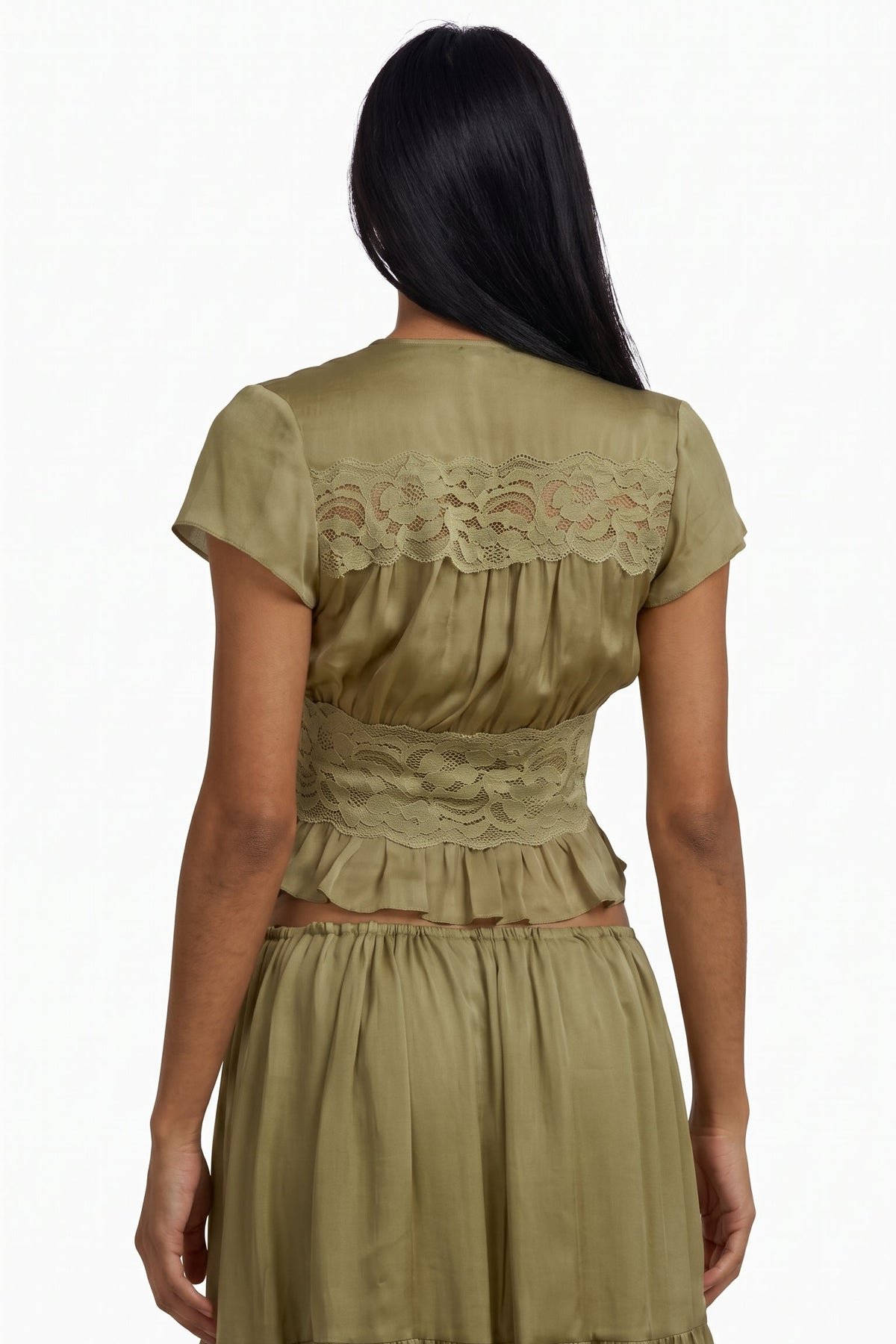 Olive Lace Boho Maxi Set
