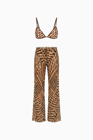 Sheer Animal Print 3-Piece Beach Bikini