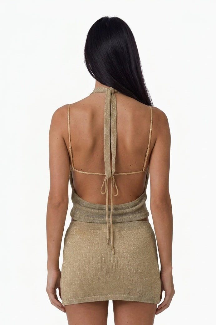 Dark Khaki Cowl-Neck Set