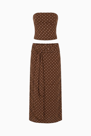 Brown Polka Dot Maxi Set