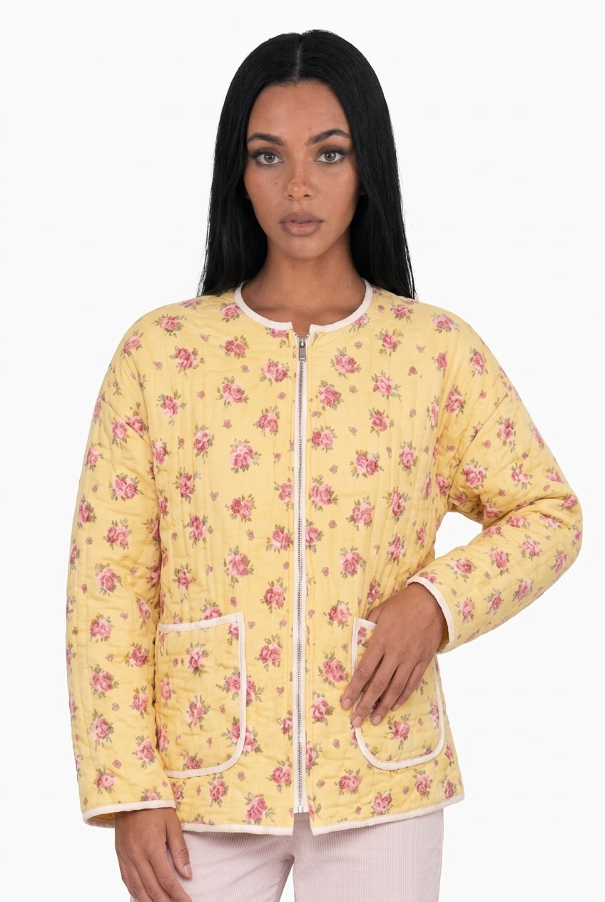 Charming Quilted Floral Liner Jacket