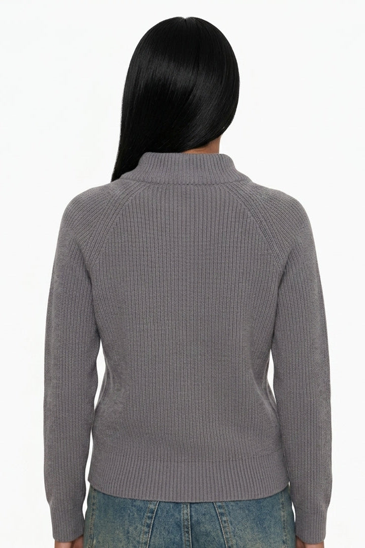 Charcoal Raglan Sleeve Zip Cardigan