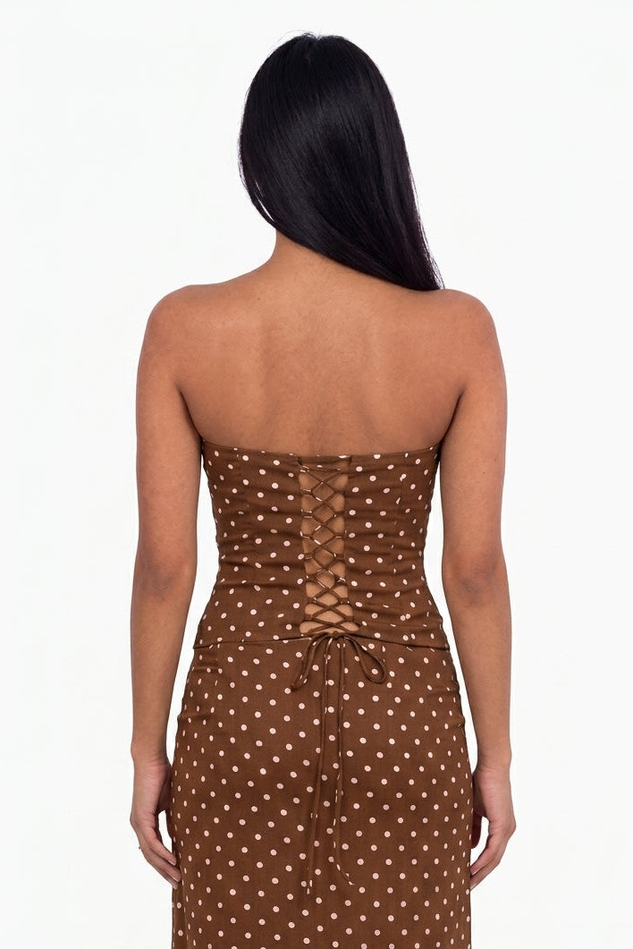 Brown Polka Dot Maxi Set