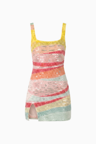 Multicolor Stripe Structured Mini Dress   BACK MISSING