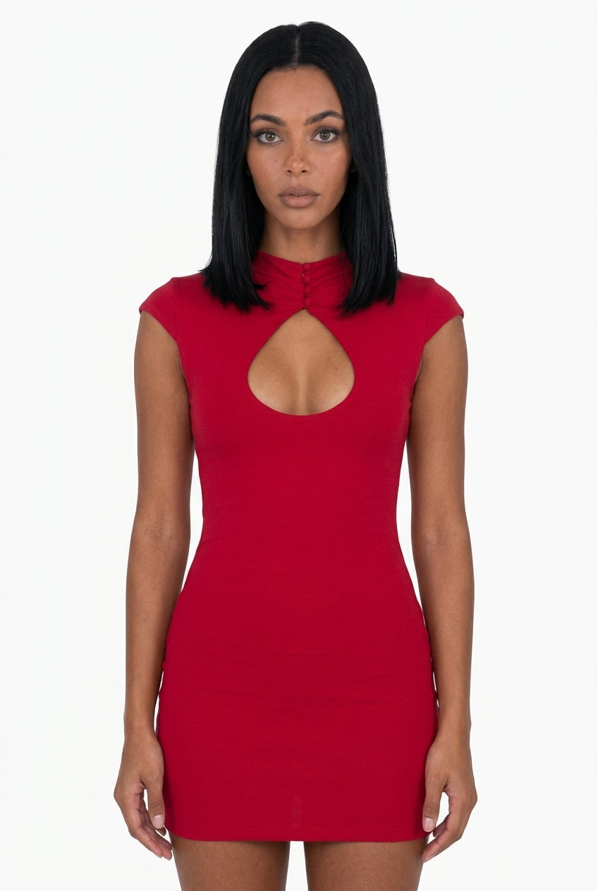 Cutout Neckline Cap Sleeve Mini Dress REVIEW