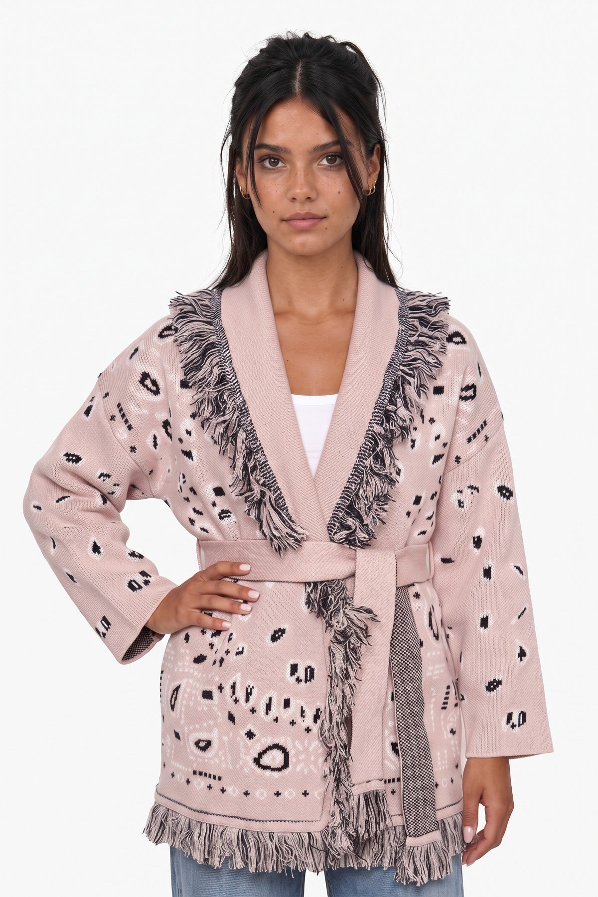 Western Graphic Tie-Waist Cardigan   FALTA LUPA SEGUNDA MODELO