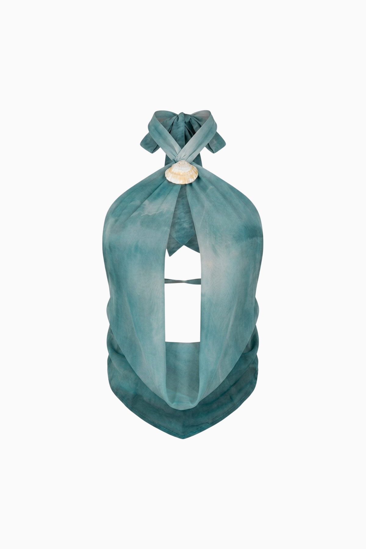 Teal Cowl-Neck Draped Top