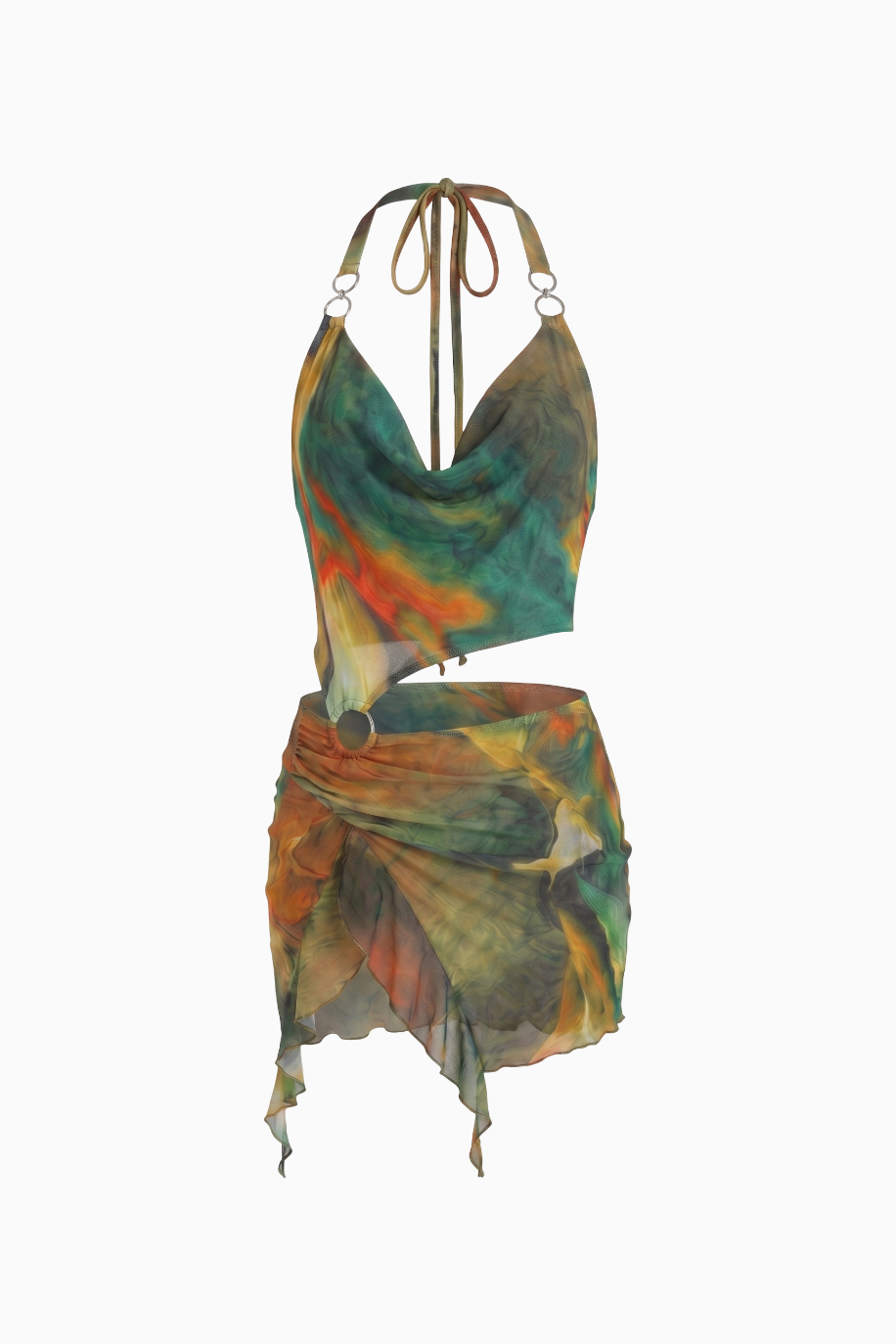 Draped Asymmetric Mini Dress