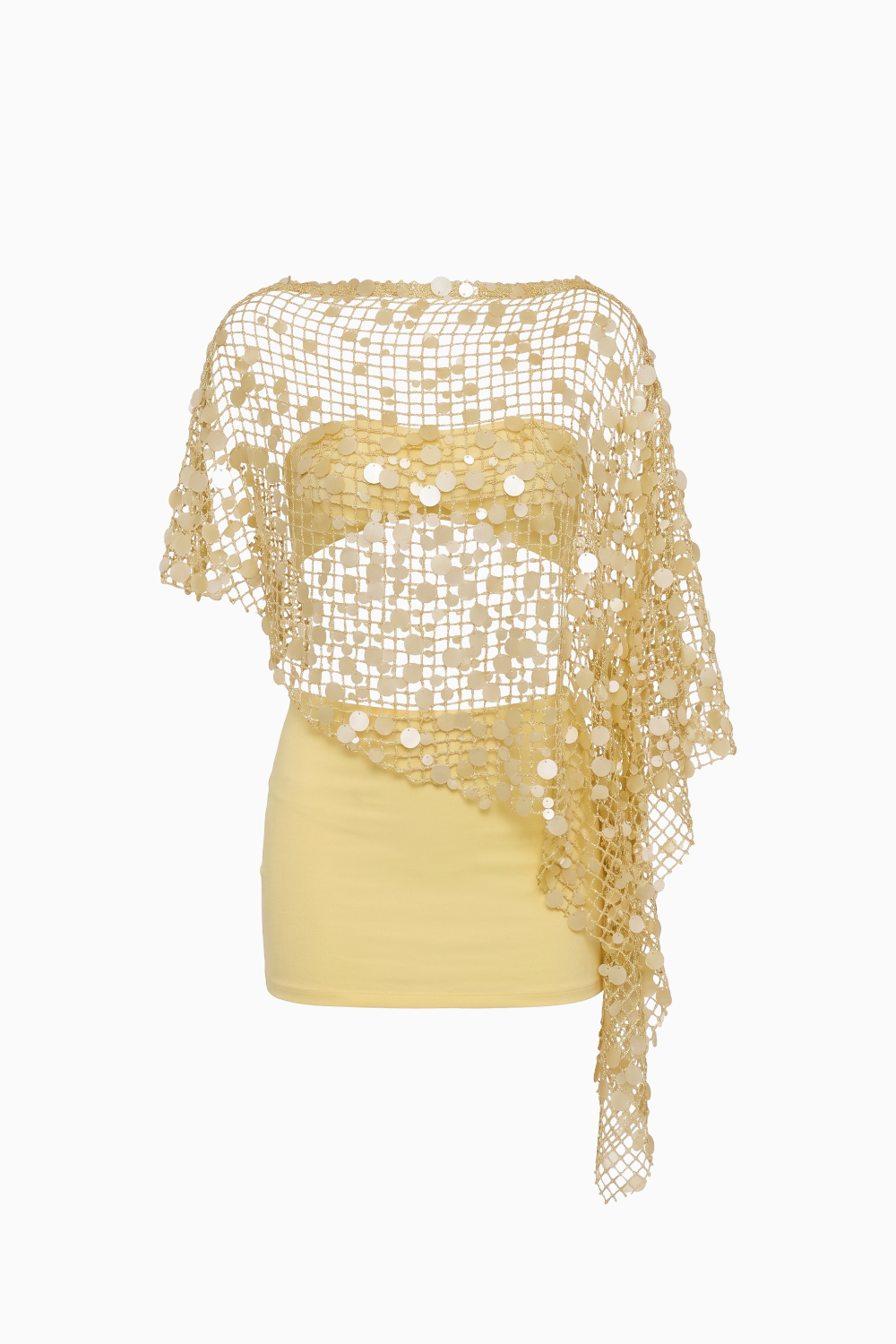 Open-Knit Sequin Cover-Up Top and Mini Skirt Set