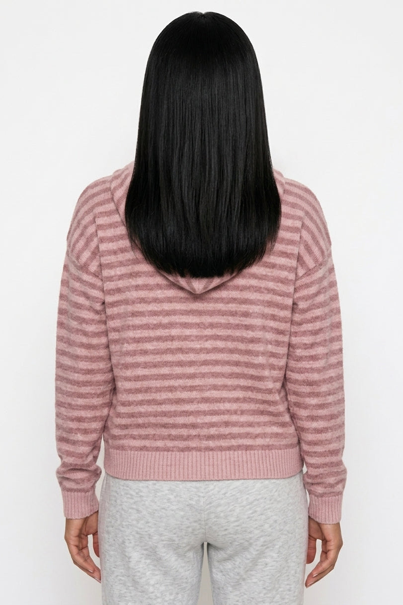 Plush Casual Striped Hoodie