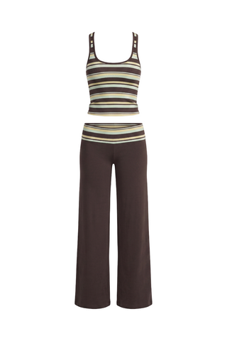 Conjunto de pantalón y camiseta sin mangas de rayas multicolor