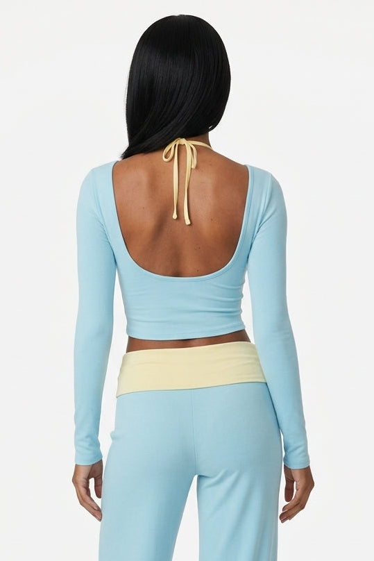 Contrast Waistband Flare Set