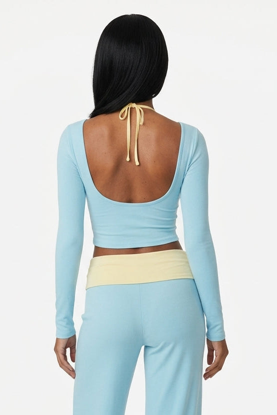 Contrast Waistband Flare Set