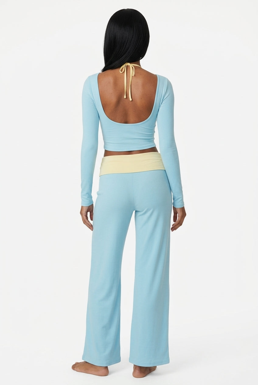 Contrast Waistband Flare Set