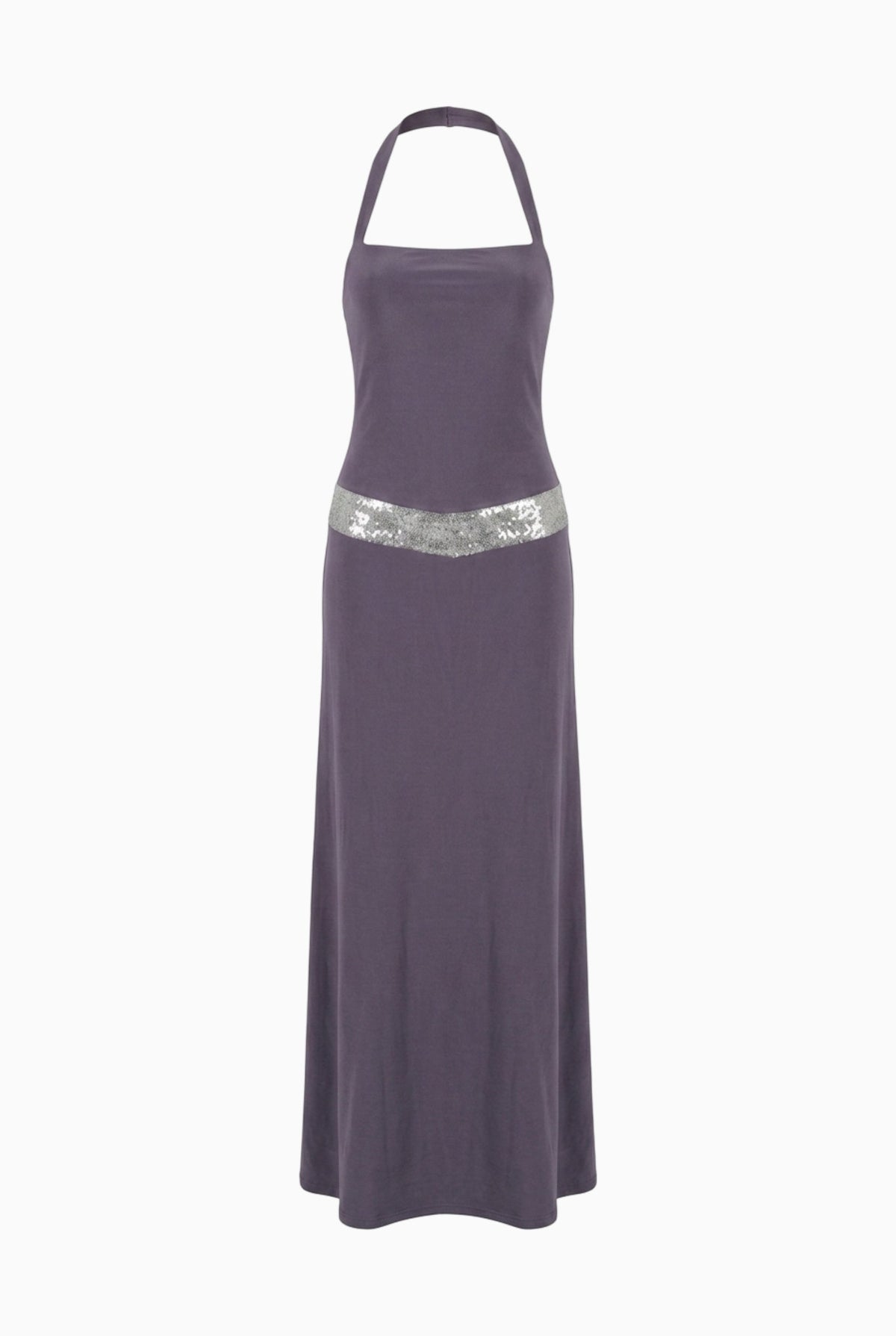 Embellished Waist Halter Maxi Dress