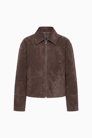 Brown Suede Zip-Up Jacket