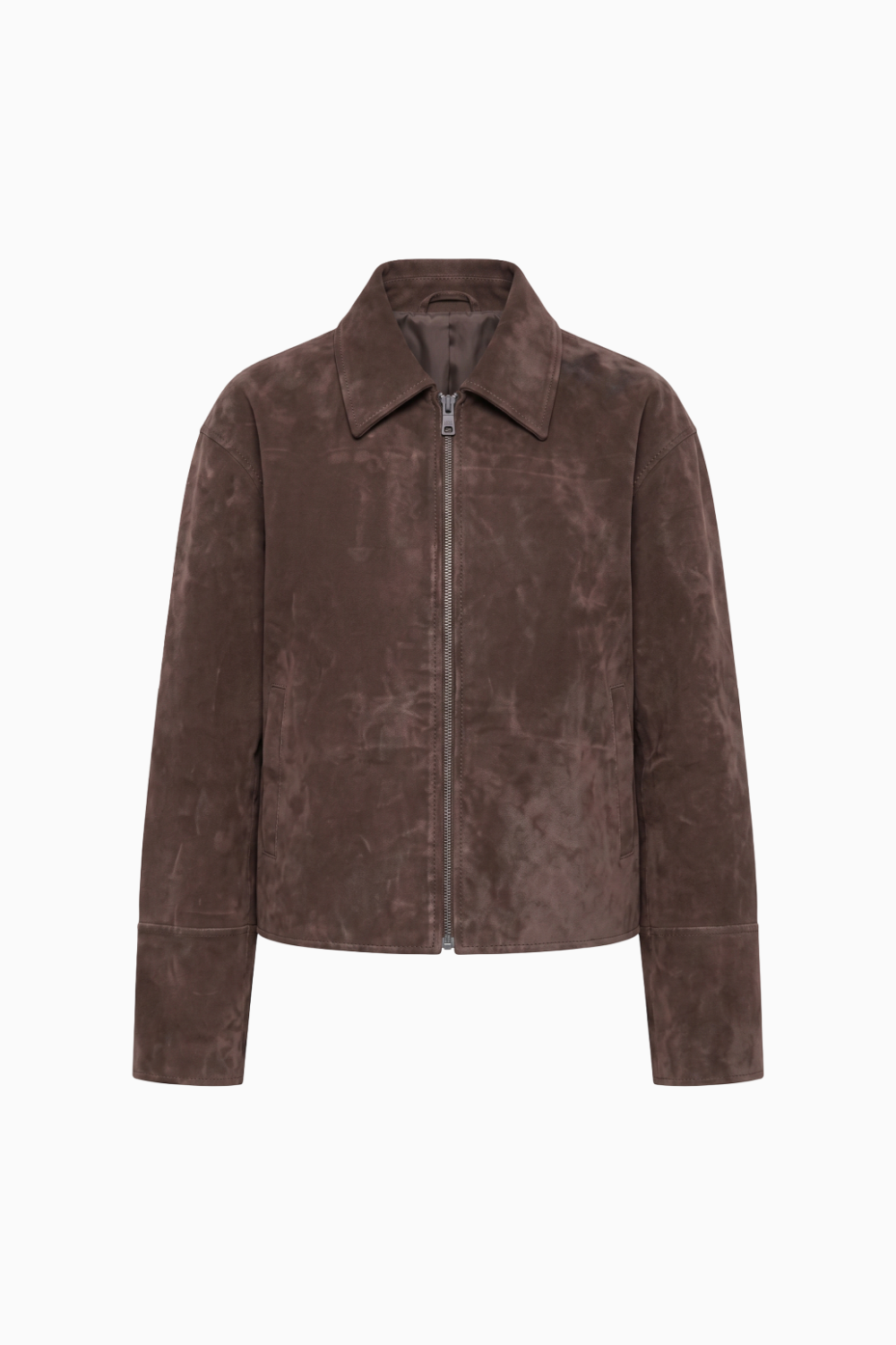 Brown Suede Zip-Up Jacket